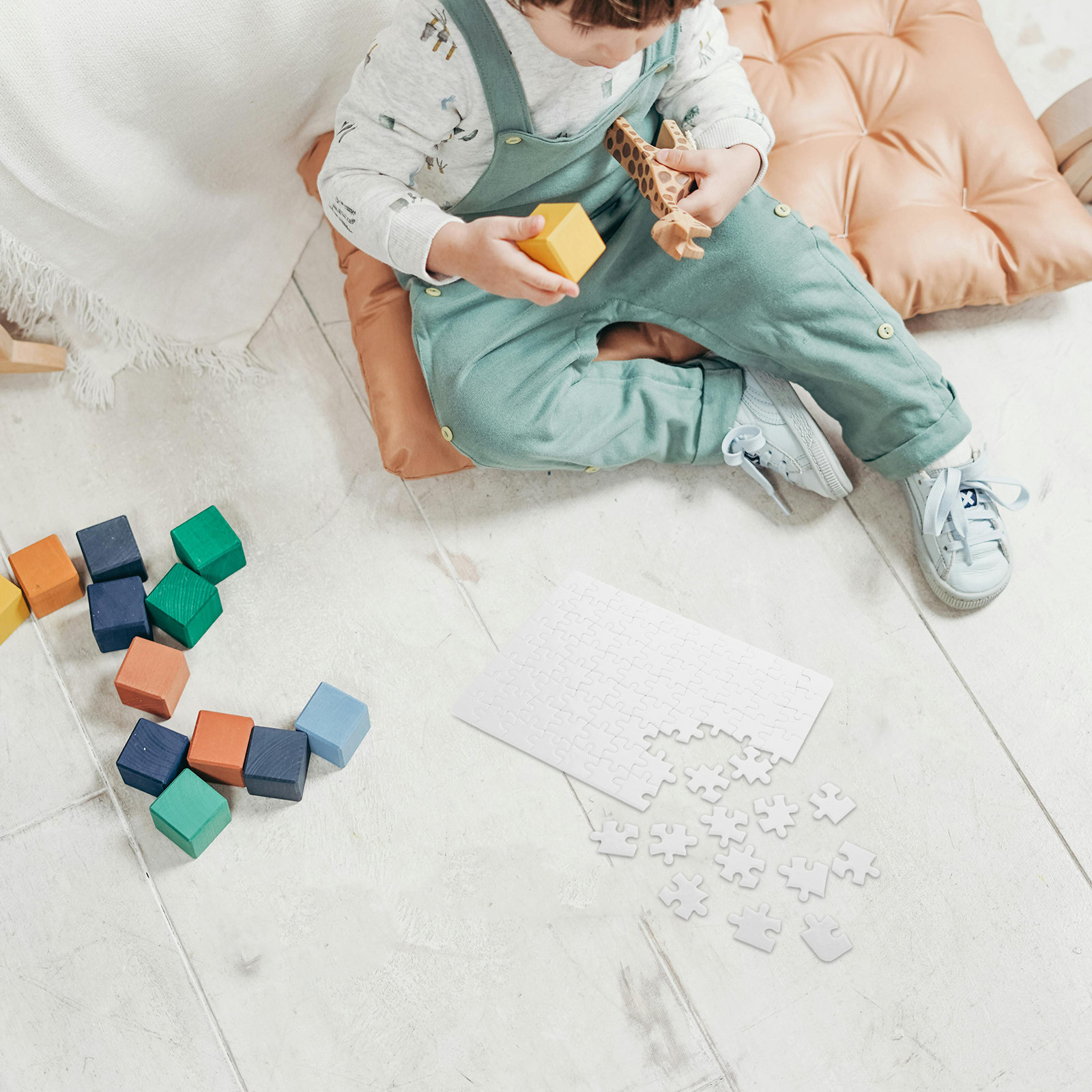 Puzzle Blank White - 4 Hojas de Rompecabezas en Blanco,